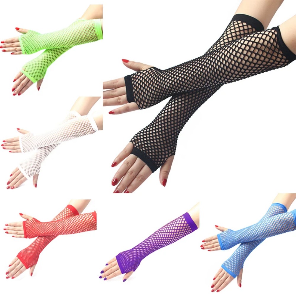 Neon Fishnet Long Fingerless G - огляд і ціна Fingerless Glove Knit