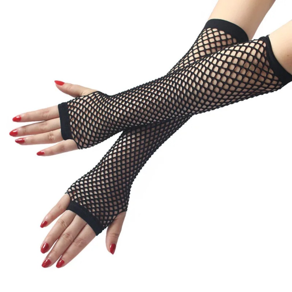 Neon Fishnet Long Fingerless G - огляд і ціна Fingerless Glove Knit